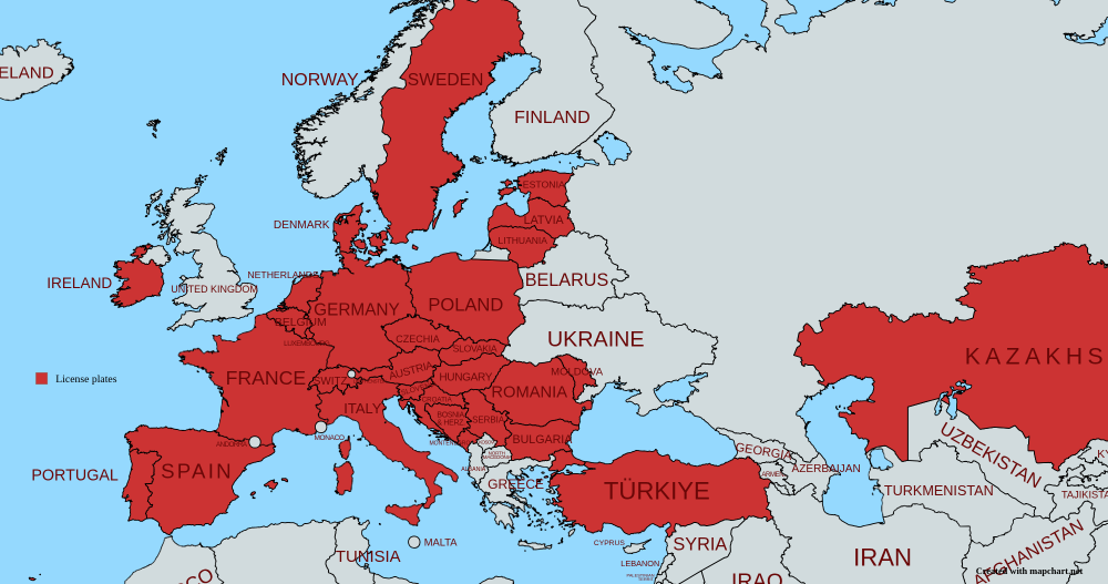 Map showing the aforementioned countries